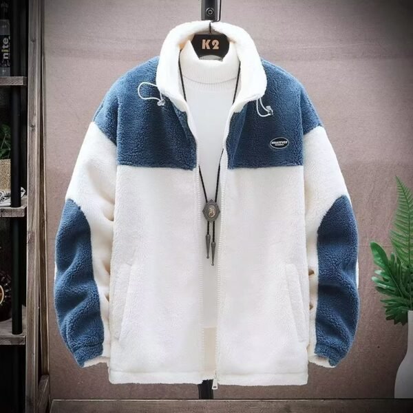 Winter Fleece Lined Padded Warm Keeping Cotton Coat Men's Cashmere Jacket - Image 2
