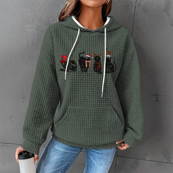 Waffle Sweater Hooded Sweaters Women's Clothing - Image 9