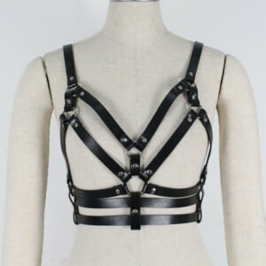 Women's Leather Bra Clothing With Body Chains Ornament