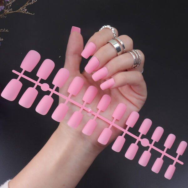 Solid Color Long Square Head Frosted Nail Stickers - Image 8