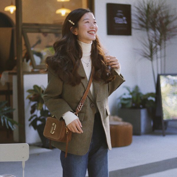 New Loose And Simple Small Woolen Suit Top - Image 2