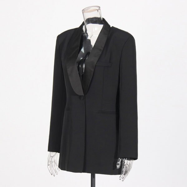 Dignified Hollow Backless Design Solid Color Suit Coat - Image 3