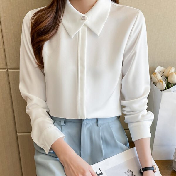 Business Chiffon Blouse Women Long Sleeve Tops Outerwear - Image 3