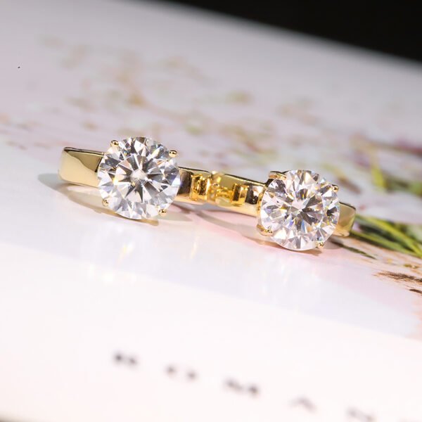 Women's Moissanite Earrings 18K Gold D Color - Image 2