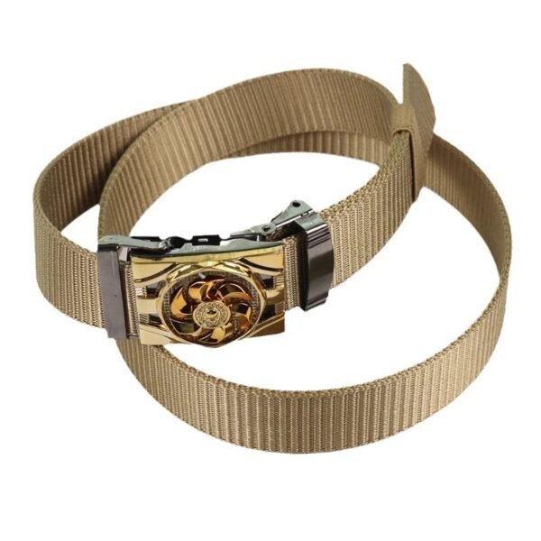 Men's Canvas Smooth Buckle Nylon Pressing Buckle Good Luck Comes Pant Belt - Image 5