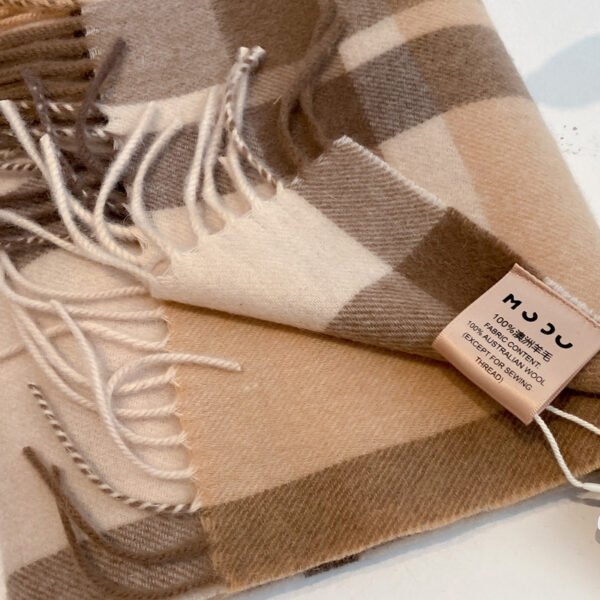 Pure Wool Plaid Scarf British Classic - Image 6