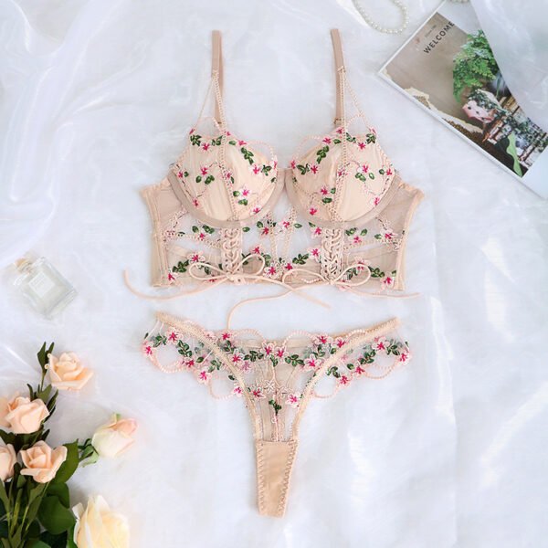 Fancy Lingerie Woman  Floral Embroidery Set Und - Image 5