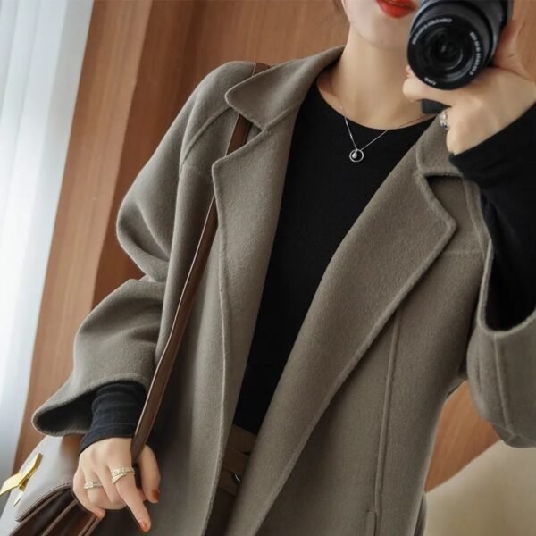 Double-sided Wool Overcoat Women's Long Below The Knee Loose Plus Size - Image 5