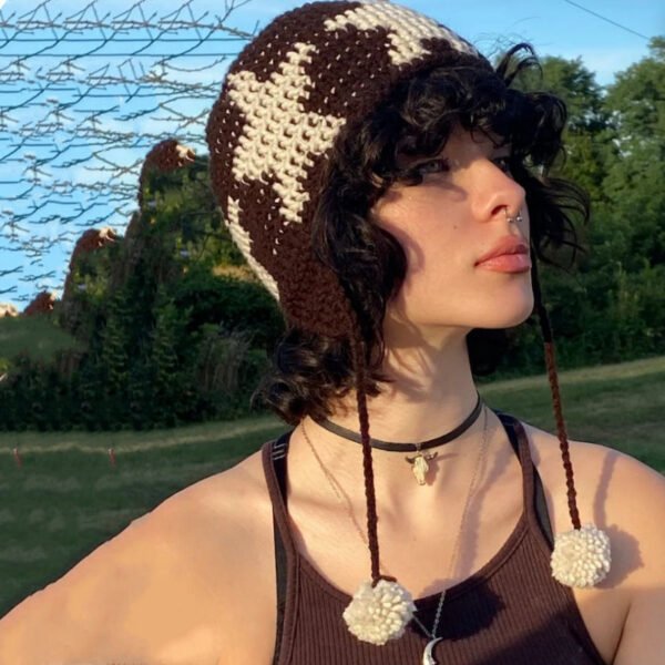 Star Hat Hand-woven Earmuffs Hat Fur Ball Pendant - Image 7