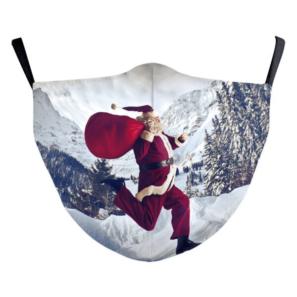 Christmas Green Digital Printing Windproof Double Layer Dustproof Mask - Image 6