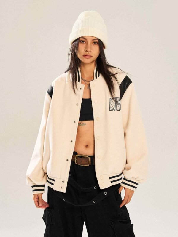Contrast Color Embroidered Couple's Baseball Uniform Jacket Coat - Image 4
