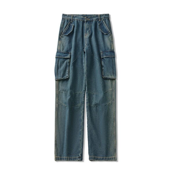 Men's American Retro Washed Workwear Jeans - Image 5