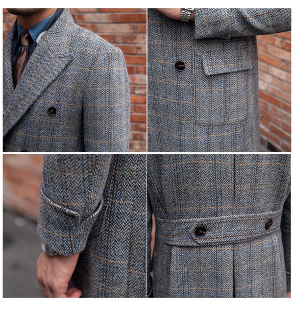 Retro High-quality Wool Plaid Polo Coat - Image 3