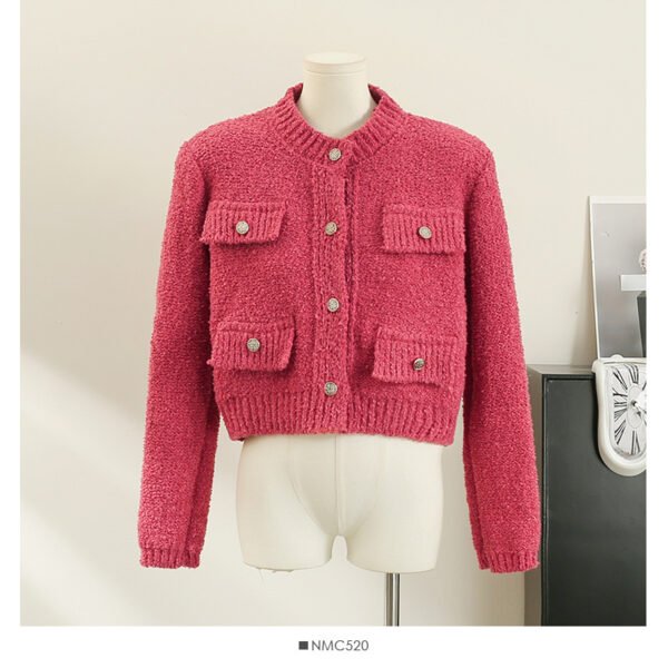 French Round Neck Single-breasted Sweater Coat - Image 6