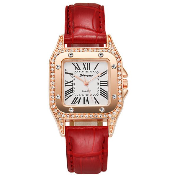 Square Diamond Belt Women's Watch Simple Roman Numerals - Image 3