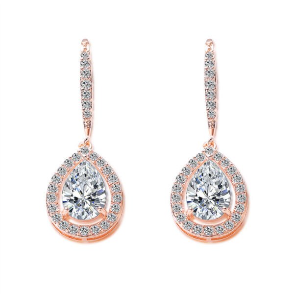 Micro-inlaid AAA Zircon Personality Drop-shaped Ear Hooks - Image 5