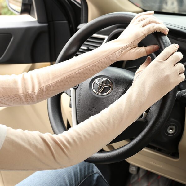 Driving Sun Protection Gloves Women's Thin Cotton Oversleeves - Image 2