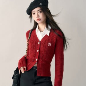 Preppy Style V-neck Slim Fit Sweater Cardigan