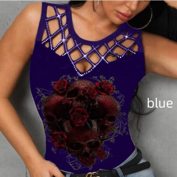 Rose Hollow Vest Women's T-shirt Tops - Image 5