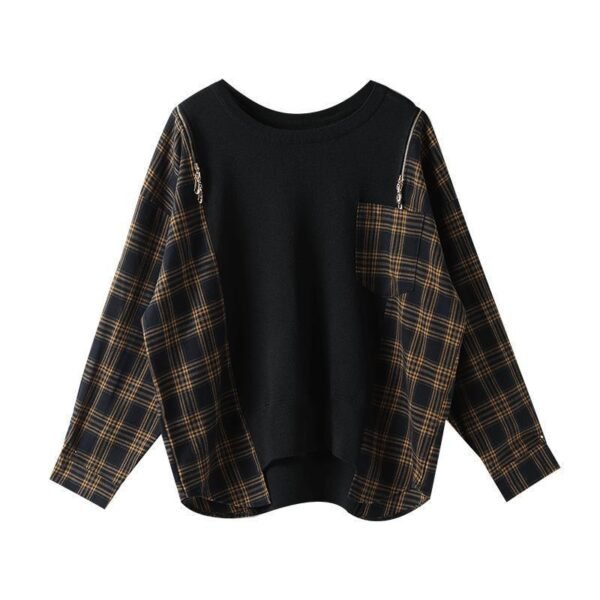 Plaid Stitching Knitwear Fashion Temperament Women - Image 4