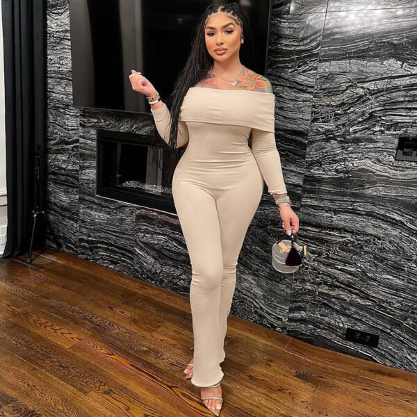 Women's Solid Color Slim Fit One-piece Trousers - Image 2