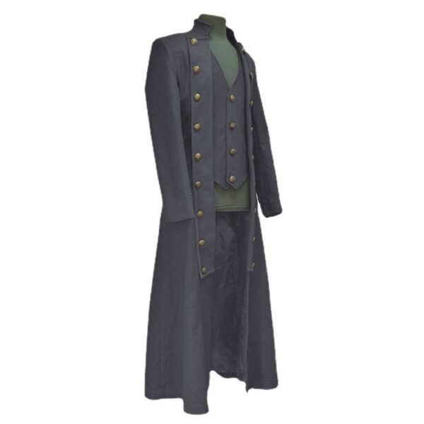 Men's Long Sleeve Stand Collar Three Row Button Coat - Image 4