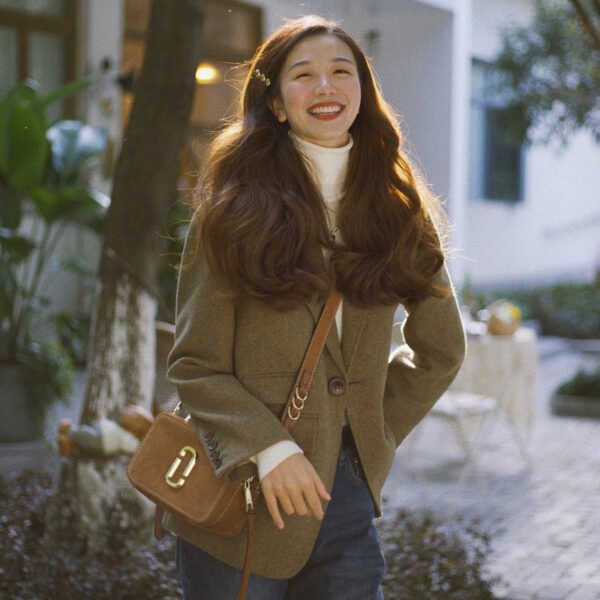 New Loose And Simple Small Woolen Suit Top - Image 4