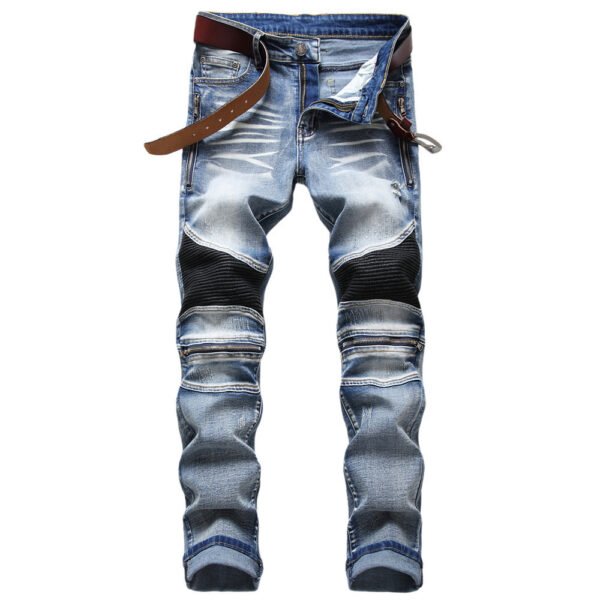 Men's Motorcycle Zipper Oversized Jeans - Image 7