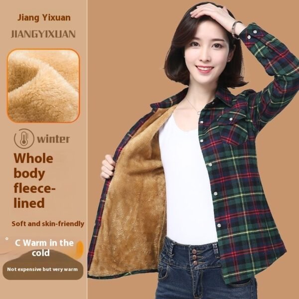 Cold Protection Plaid Long-sleeved coat - Image 7