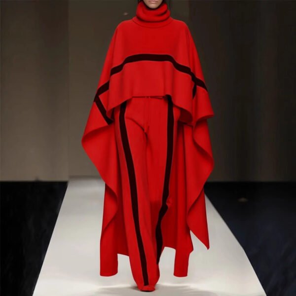 Plus Size Loose Shawl Women's Cloak Turtleneck Suit - Image 4