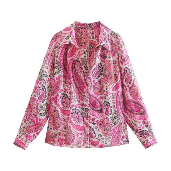 Spring New Women's Retro Casual Printed Shirt Top - Image 3