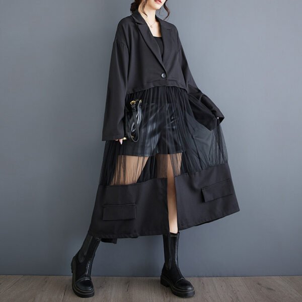 Casual Patchwork Mesh Hollow Suit Skirt - Image 3