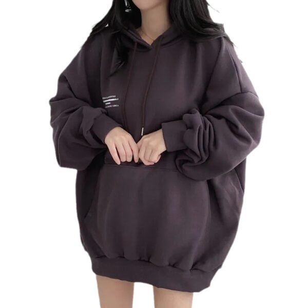 Velvet Padded Hooded Sweatshirt Women's Coat - Image 6