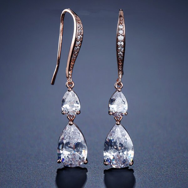 RAKOL Simple Long Exquisite Water Drop Zircon  Female Simple Banquet All-match Earrings - Image 5