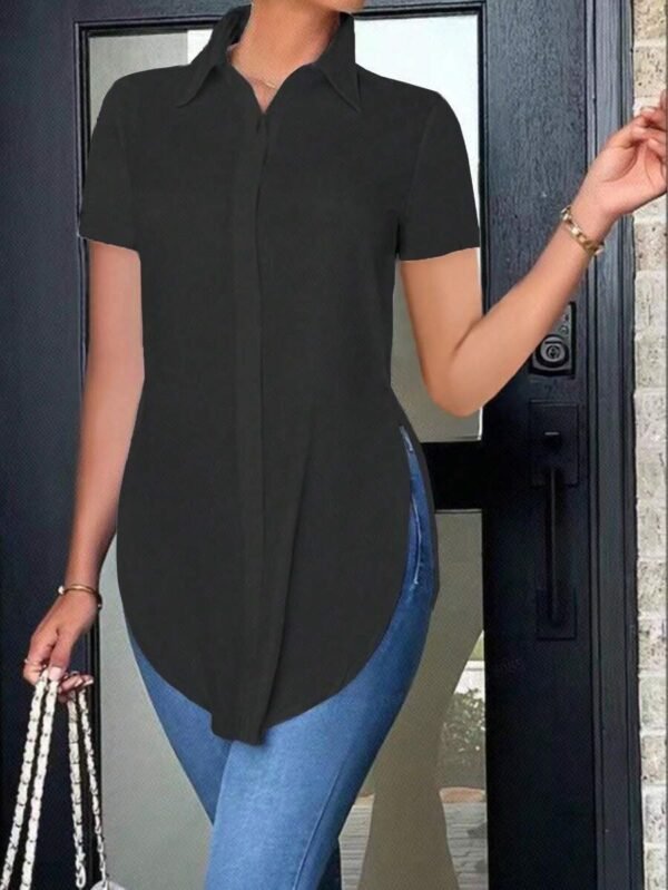 Summer Fashion Simple Polo Collar Women's Shirt - Image 7
