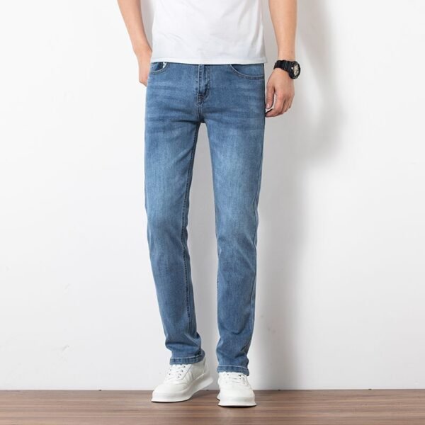 Loose Youth Straight Slim Fit Elastic Trend Men's Jeans - Image 3