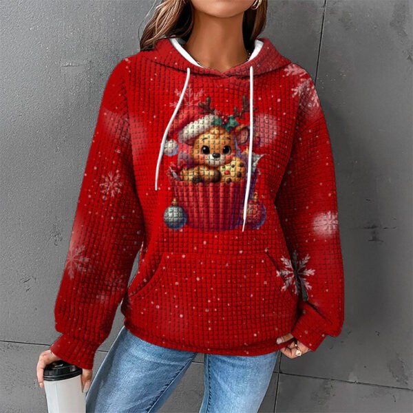 Waffle Sweater Hooded Sweaters Women's Clothing - Image 7