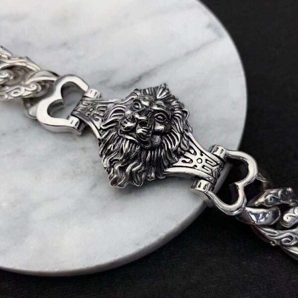 Thai Silver Aggressive Men's Bracelet Pattern - Image 5