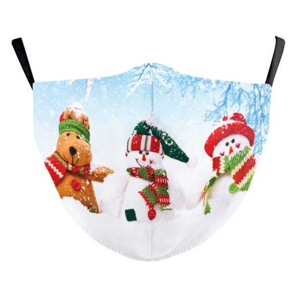 Christmas Snowman Digital Printing Double Layer Dustproof Mask - Image 5