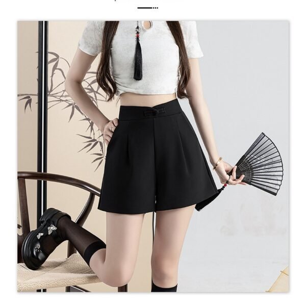 Buckle High Waisted Casual Wide Leg Shorts - Image 2