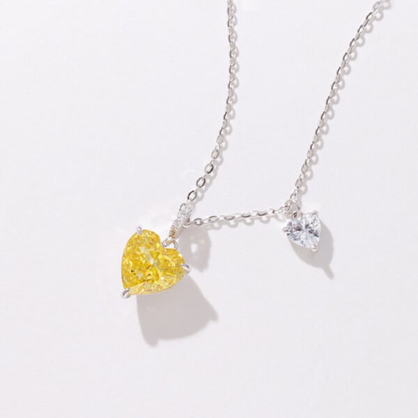 Heart Necklace Cold Wind Simple Personality Yellow Diamond - Image 3