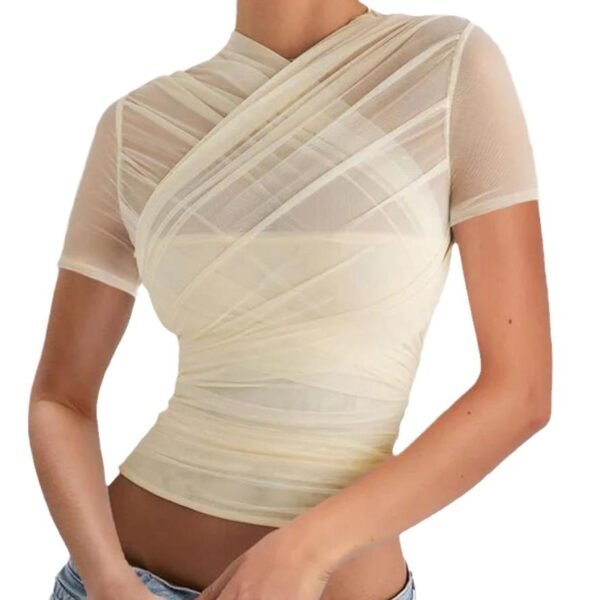 Mesh Stitching Padded Strap Vest For Women - Image 2