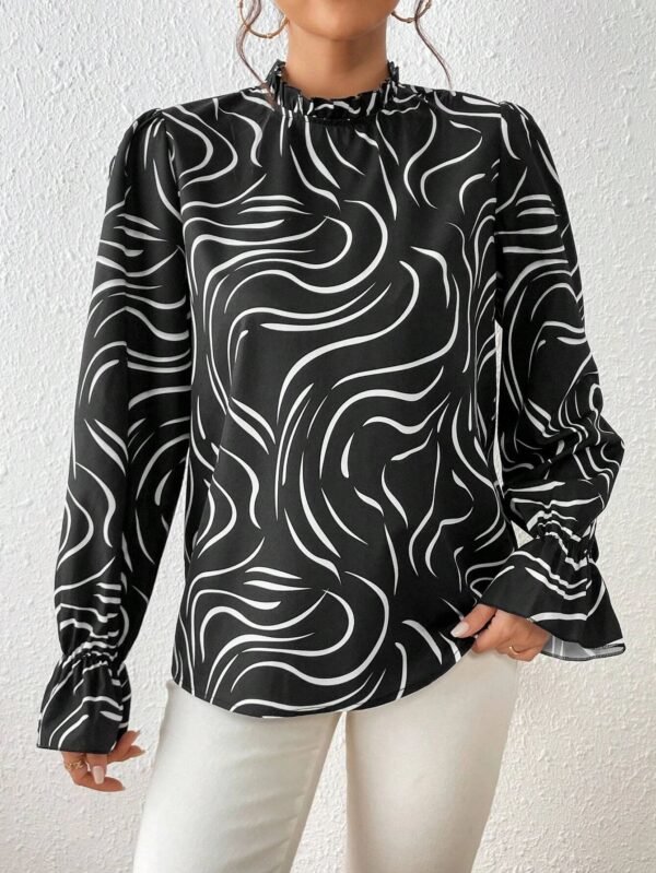 Women's Water Ripple Printed Long-sleeved Top - Image 7