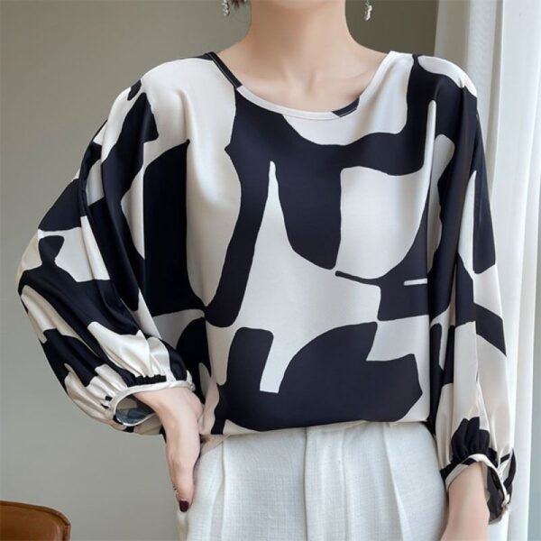 Loose Slimming High-end Shirt Printed Korean Style Outerwear - Image 4