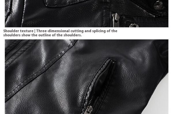 Trendy Leather Jacket Men's Fleece-lined PU Jacket - Image 9