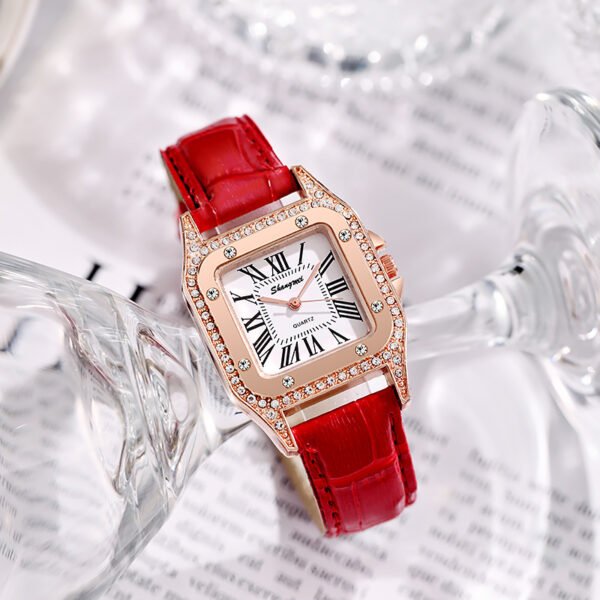 Square Diamond Belt Women's Watch Simple Roman Numerals - Image 2