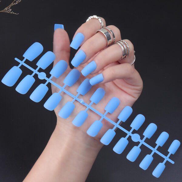 Solid Color Long Square Head Frosted Nail Stickers - Image 10