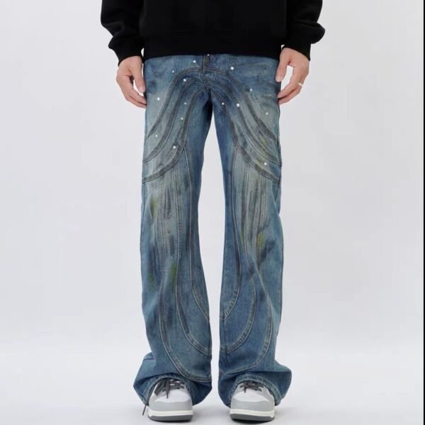 Men's Design Stitching Jeans Loose - Image 3