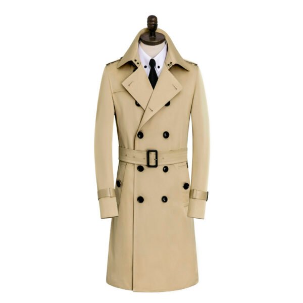 Men's Windbreaker Long Slim Autumn And Winter Coat Waterproof Leisure Medium Length - Image 2