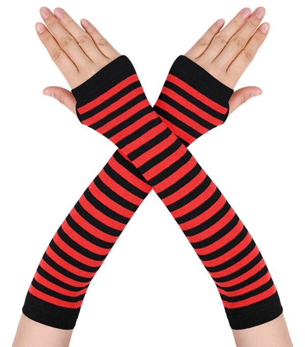 Fingerless Oversleeve Dark Lolita Striped Cross Long Cosplay Oversleeve Sheath - Image 6